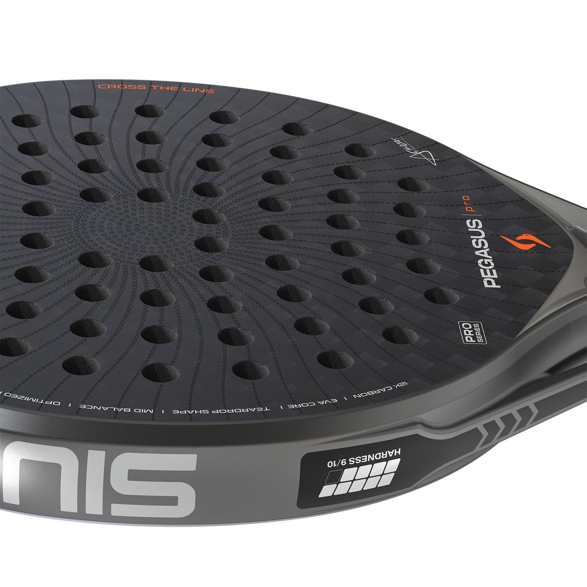 Detail van het zwarte slagvlak van het Siux Pegasus Pro 26 met SIUX op de framerand