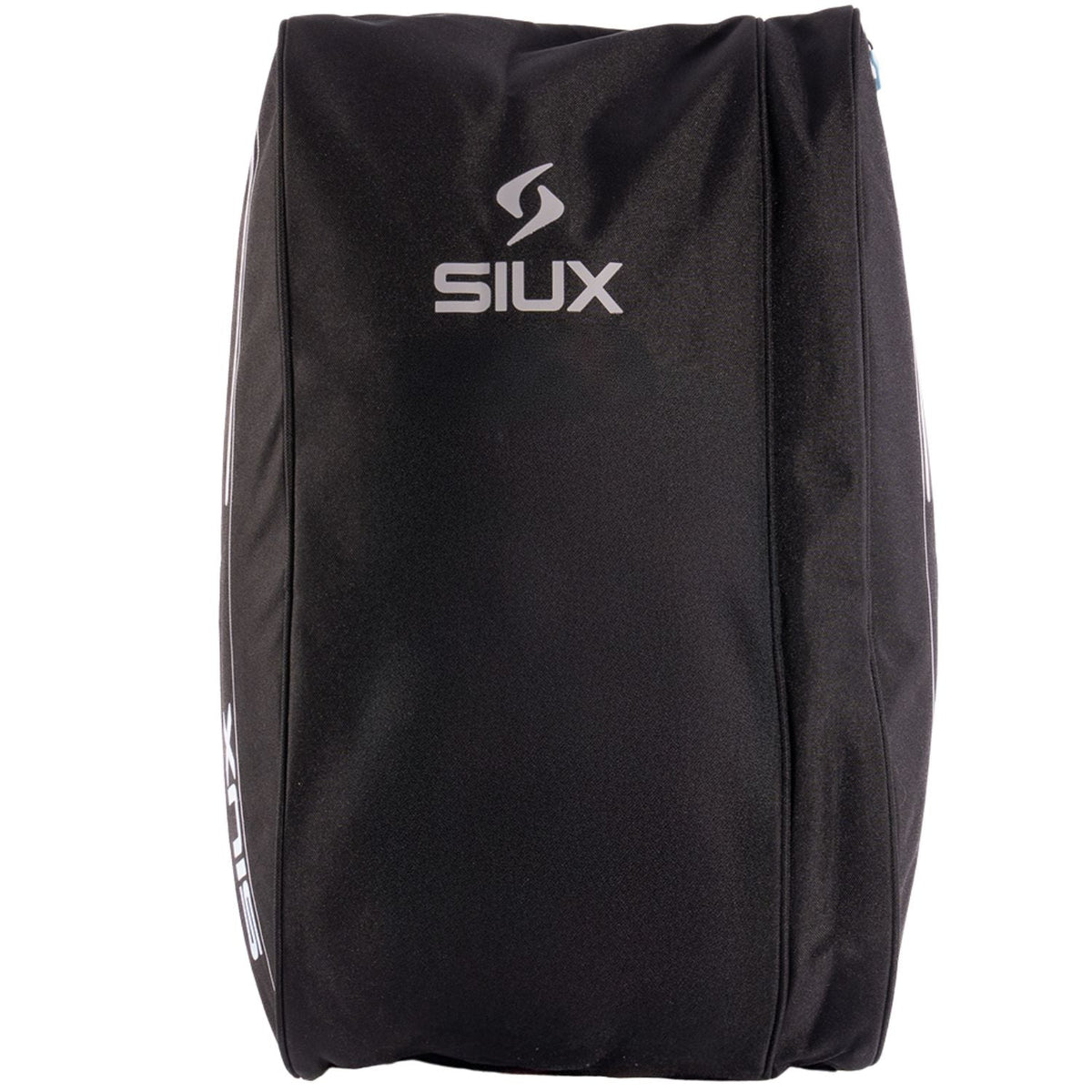 Vorderseite der Siux Schlägertasche Pulse 2026 Blue mit weißer Beschriftung an der Seite