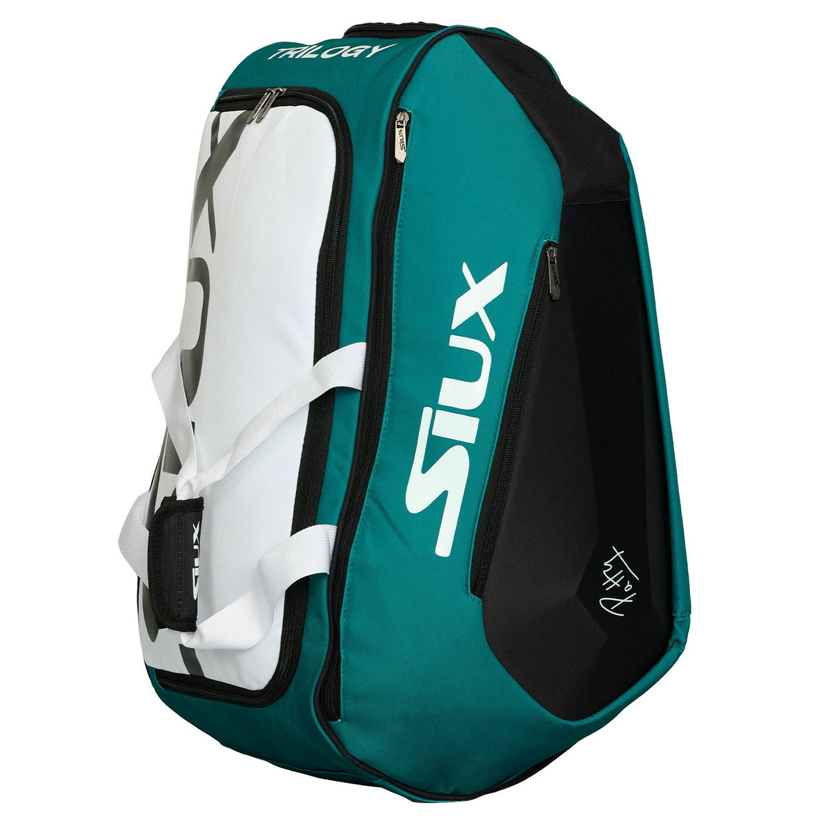 Rechtopstaande Siux Trilogy Patty rackettas in turquoise met witte banden