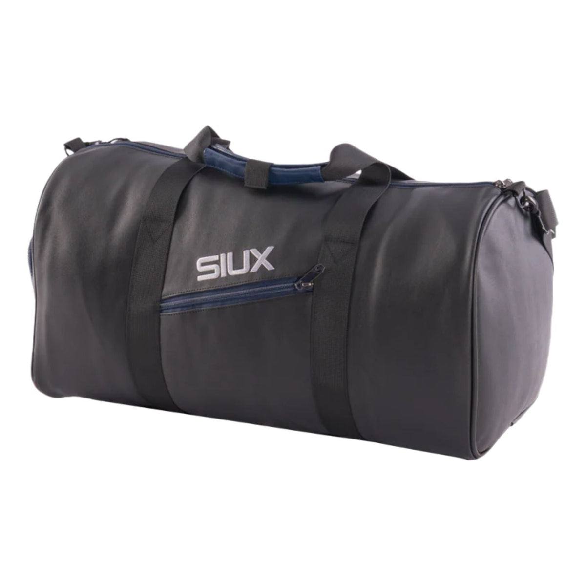 Liggende zwarte Siux The King Bag 2026 sporttas met schouderband en groot Siux-logo