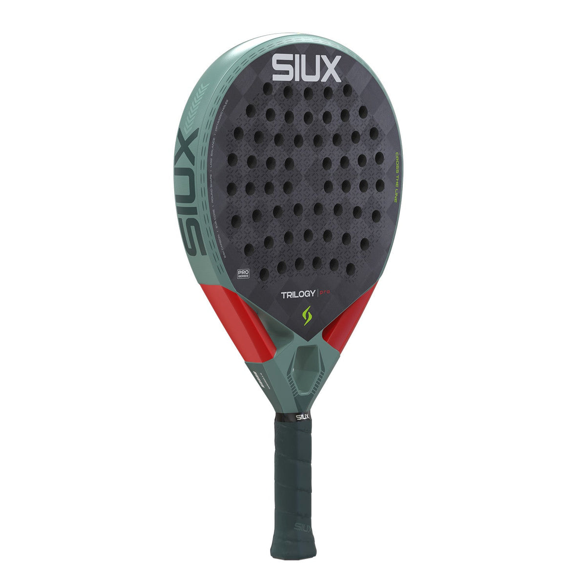 Siux Trilogy Pro 26 padelracket licht gedraaid, grijs blad met rode framerand