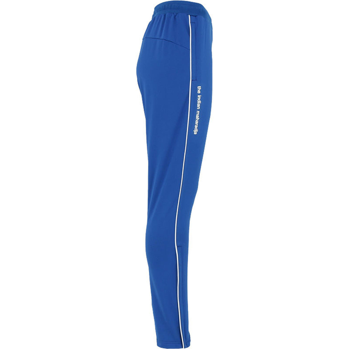 Zijaanzicht van de kobaltblauwe Indian Maharadja Baroda Chevron trainingsbroek