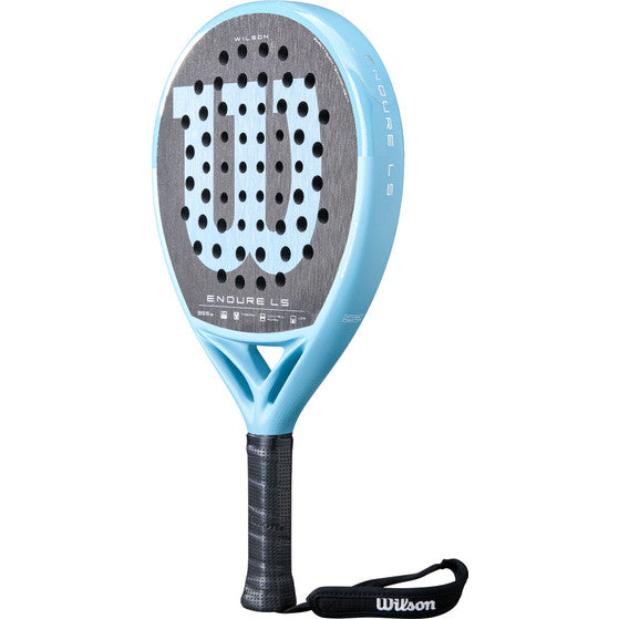 Achterzijde van het Wilson Endure LS V1 padelracket in lichtblauw met wit W-logo
