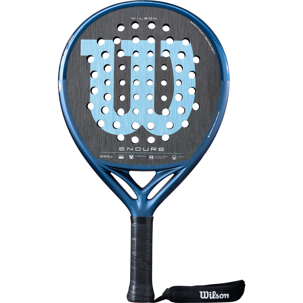 Wilson Endure V1 padelracket in donkerblauw met lichtblauw W-logo, vooraanzicht