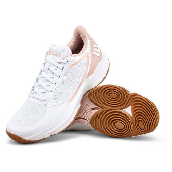 Witte Wilson Hurakn Lite W 26 met bruine gum-zool met ronde draaivlakken