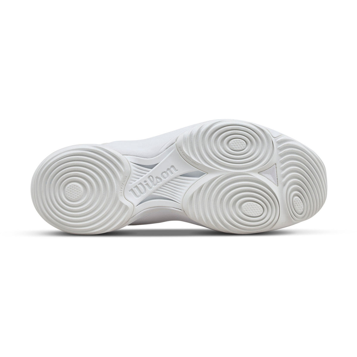 Witgrijze zool van de Wilson Hurakn Pro V2 W 26 met ronde draaivlakken