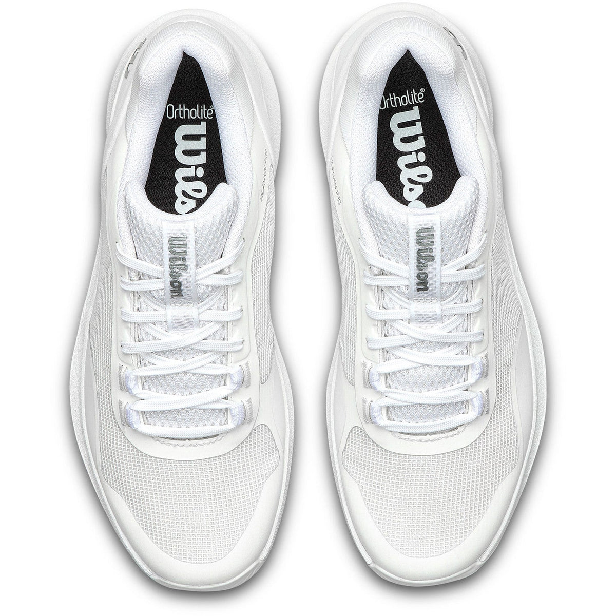 Bovenaanzicht van een paar Wilson Hurakn Pro V2 W 26 White/White/Silver met witte veters