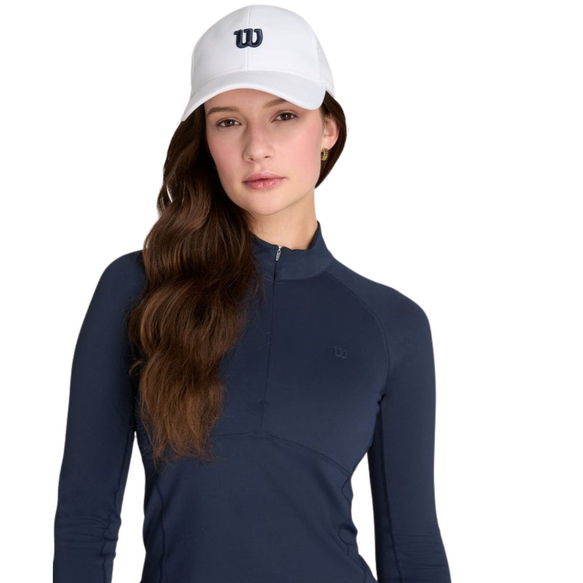 Detailní záběr na zip a stojatý límec tmavě modré mikiny Wilson Baseline