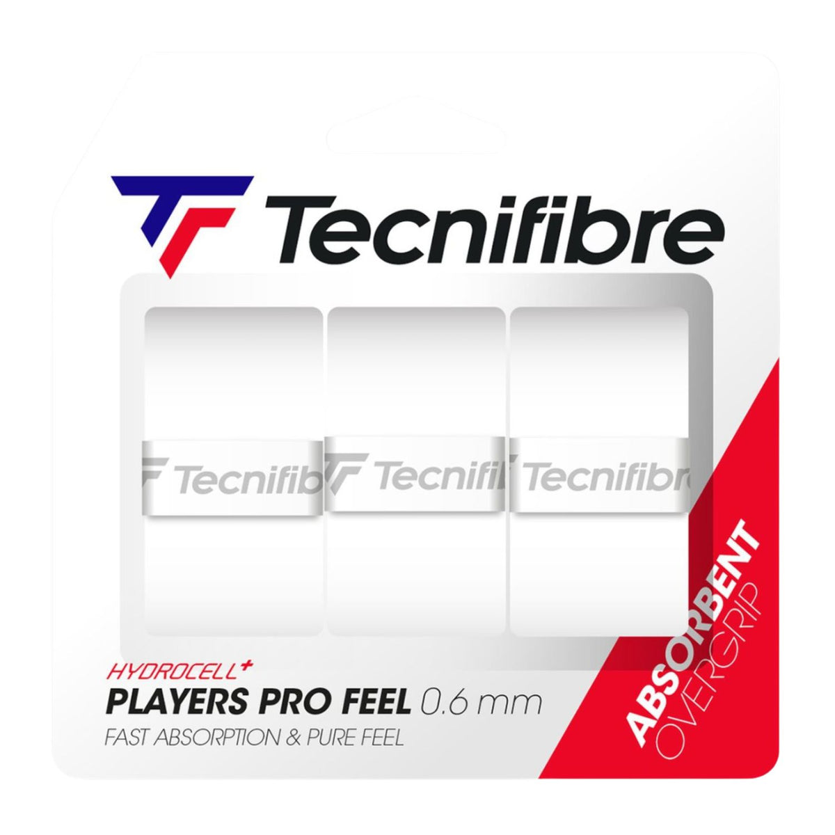 Tecnifibre Players Pro Feel Overgrip White (Balení 3 ks)