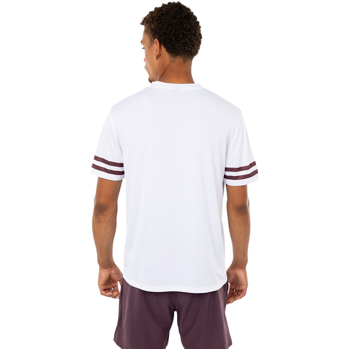 The Indian Maharadja Men Pique Striped White/Dark Berry model achterkant