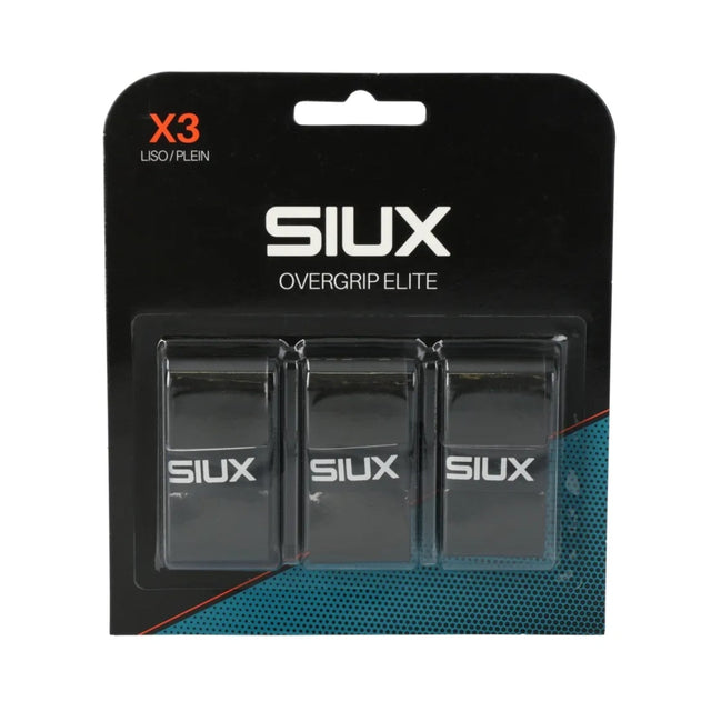 Siux Elite Overgrips X3 Black, verpakking met drie zwarte overgrips
