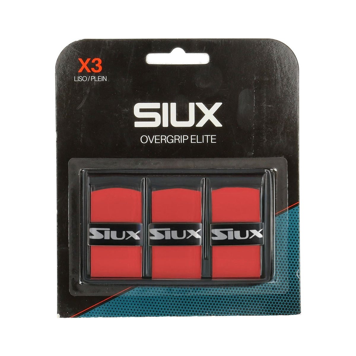 Siux Elite Overgrips X3 Red, verpakking met drie rode overgrips