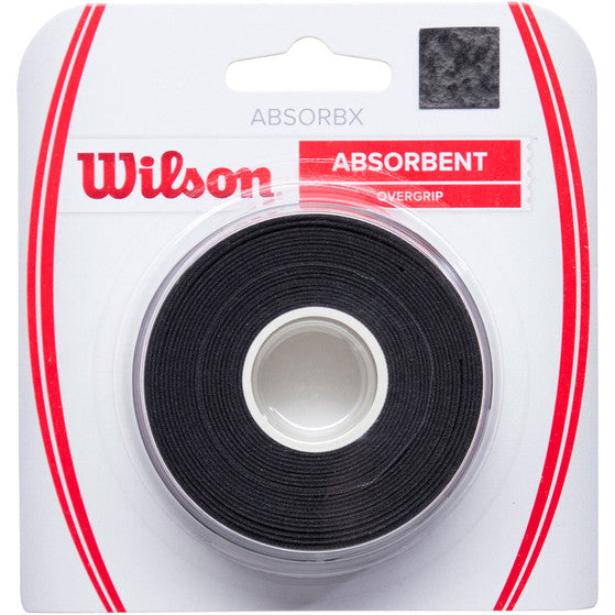 Wilson AbsorbX Overgrips (3 Pcs) Black - verpakking met drie zwarte overgrips