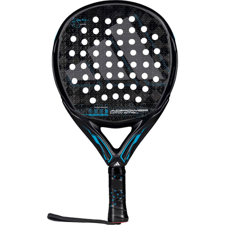 Adidas Adipower Multiweight CTRL 3.4 padelracket in zwart met blauw, vooraanzicht