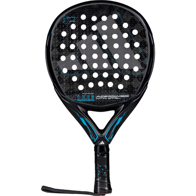 Adidas Adipower Multiweight CTRL 3.4 padelracket in zwart met blauw, vooraanzicht