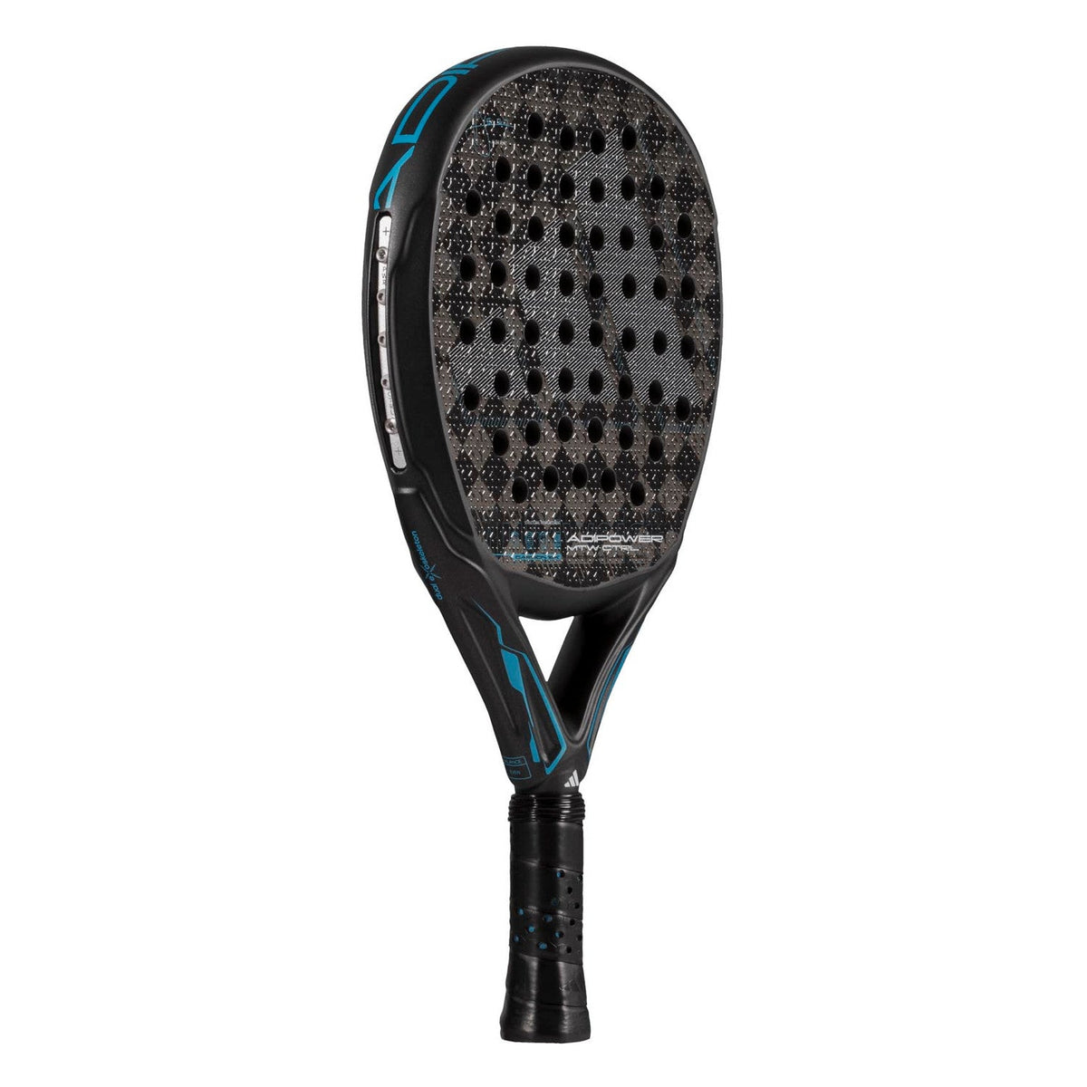 Adidas Adipower Multiweight CTRL 3.4 schuin vooraanzicht, ronde vorm in zwart