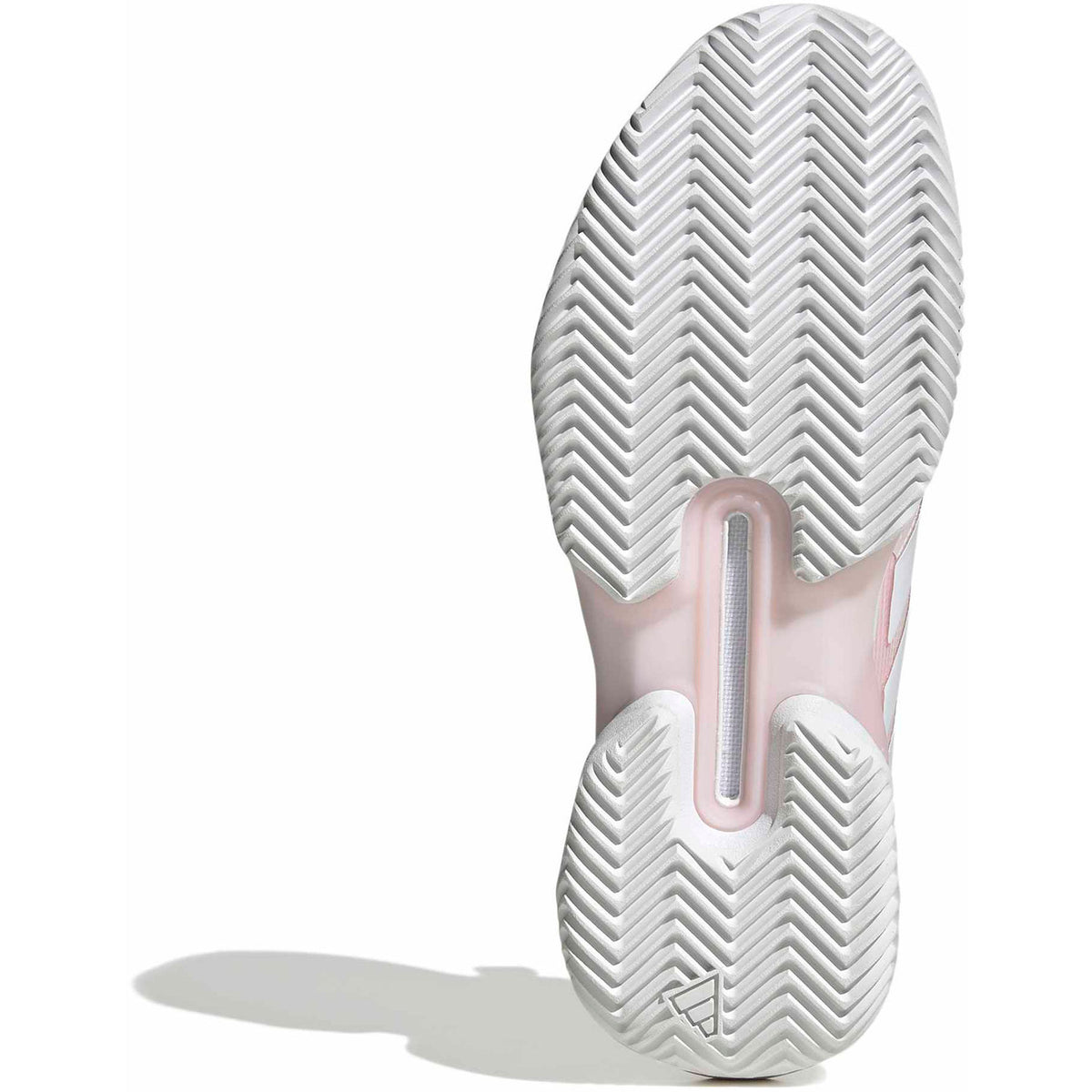 Witte zool van de Adidas Adizero Ubersonic 5 W met visgraatprofiel voor kunstgras
