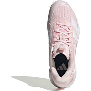 Bovenaanzicht van de roze Adidas Adizero Ubersonic 5 W met roze veters