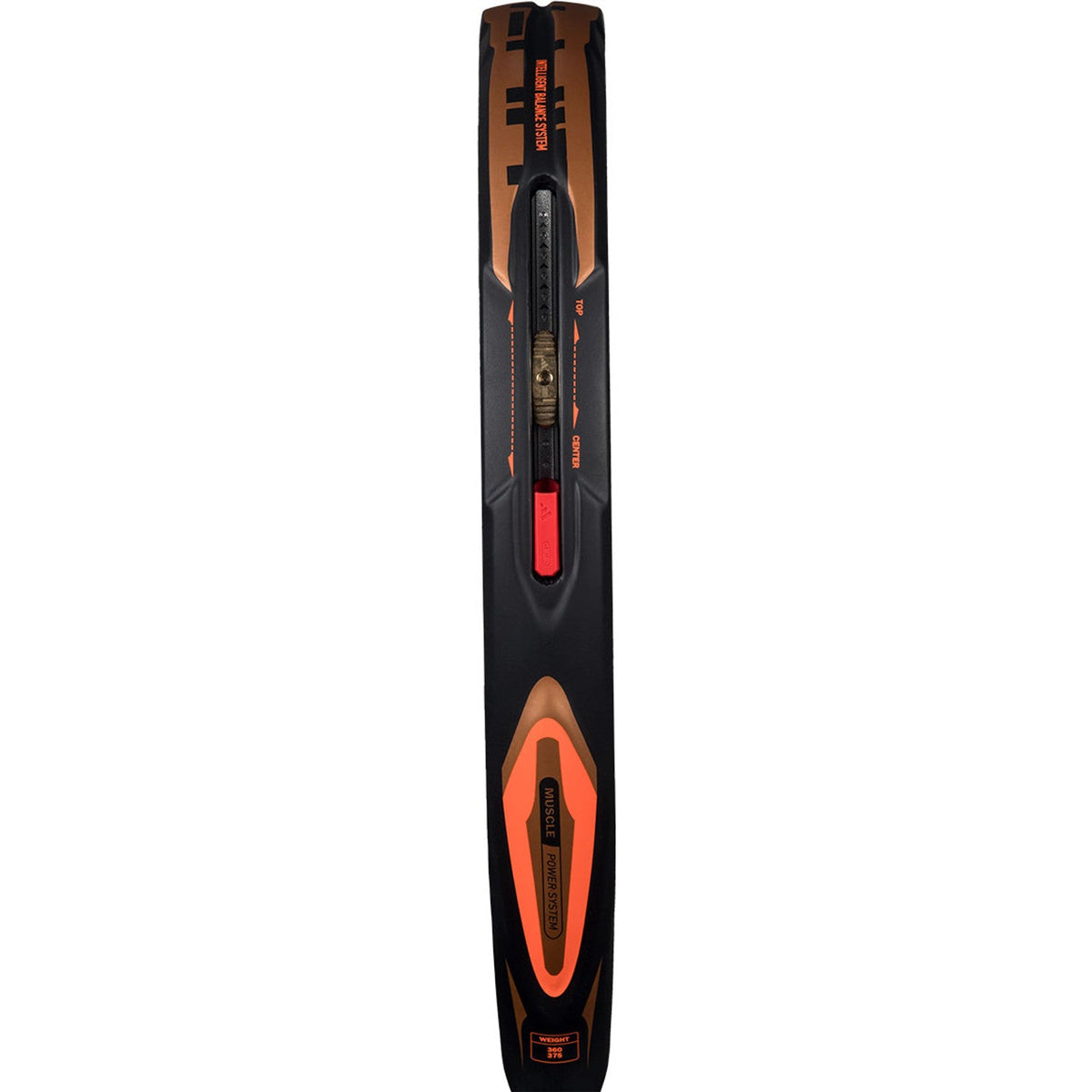 Zijaanzicht van de Adidas Arrow Hit CTRL 2026 met oranje accenten op het frame