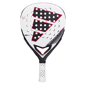 Adidas Arrow Hit Pro EDT 2026 padelracket in wit met zwart en rood, vooraanzicht