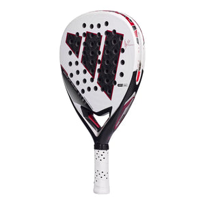 Adidas Arrow Hit Pro EDT 2026 padelracket schuin vooraanzicht, diamantvorm in wit en zwart