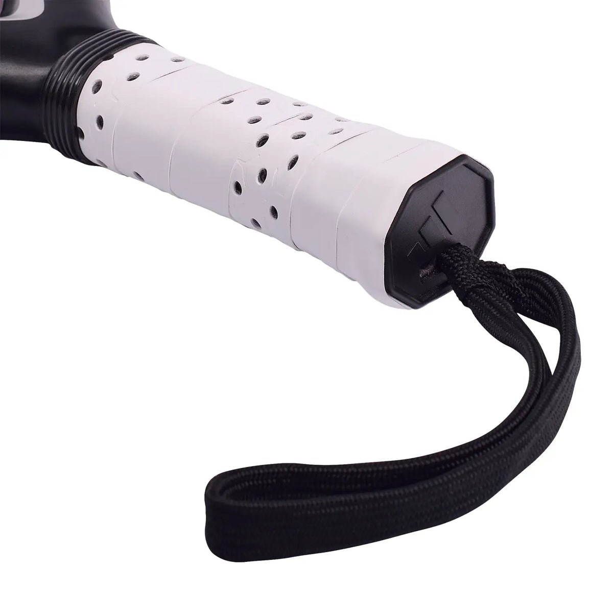 Close-up van de witte grip en zwarte polsband van het Adidas Arrow Hit Pro EDT 2026