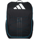 Vooraanzicht van de zwarte Adidas Backpack Protour 3.4 met turquoise koord en wit logo.