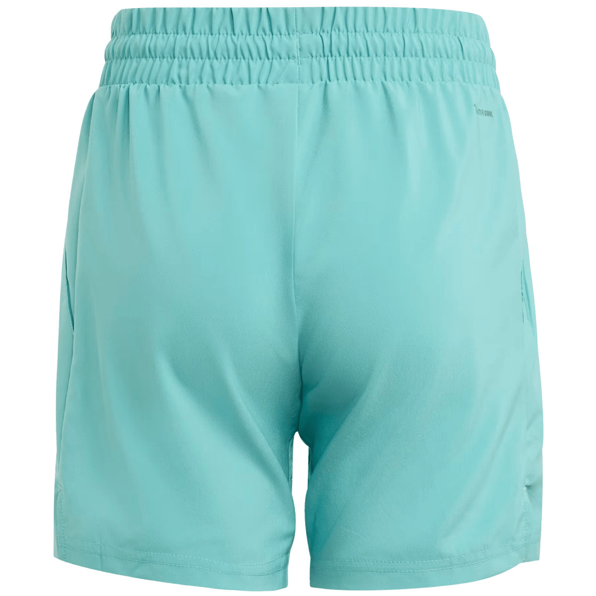 Achteraanzicht van de turquoise Adidas Boys Club short met effen achterpand en elastische band