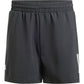 Vooraanzicht van de zwarte Adidas Boys Club 3-Stripe Shorts met witte strepen op de rechterpijp