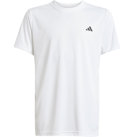 Vooraanzicht van het witte Adidas Boys Club T-shirt met korte mouwen en zwart logo op de borst