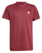 Vooraanzicht van het bordeauxrode Adidas Boys Club T-shirt met wit logo op de rechterborst