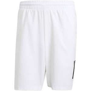 Witte Adidas Club 3-Stripes short voor heren, plat vooraanzicht met zwarte strepen