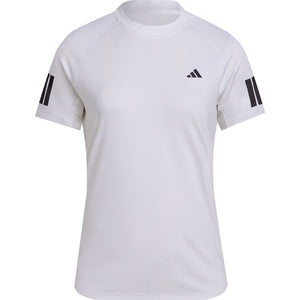 Vooraanzicht van het witte Adidas Club T-shirt met zwarte strepen op beide mouwen