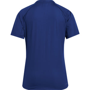 Achteraanzicht van het donkerblauwe Adidas Club 3-Stripes T-shirt zonder strepen