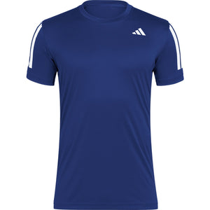 Marineblauw Adidas Club 3-Stripes T-shirt voor heren, plat vooraanzicht