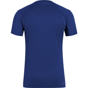 Achterzijde van het marineblauwe Club 3-Stripes T-shirt, plat gefotografeerd