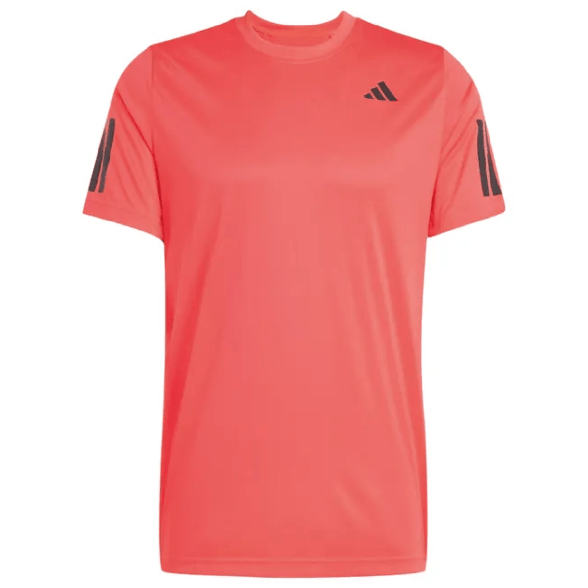 Koraalrood Adidas Club 3-Stripes T-shirt voor heren, plat vooraanzicht