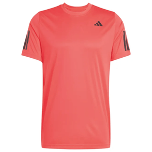 Koraalrood Adidas Club 3-Stripes T-shirt voor heren, plat vooraanzicht