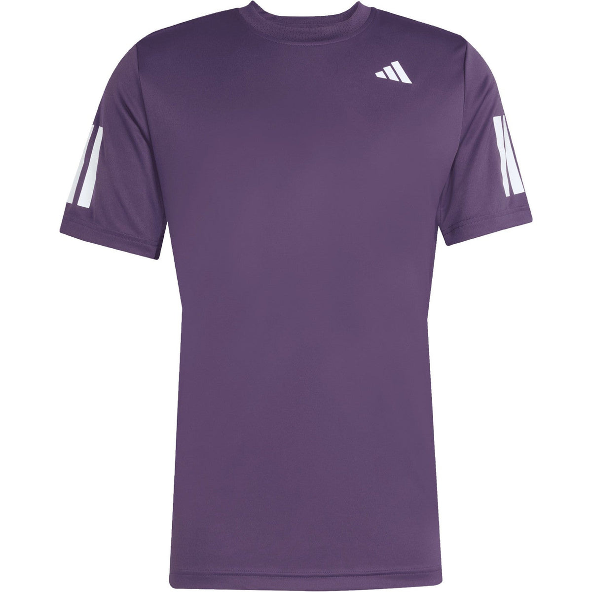 Donkerpaars Adidas Club 3-Stripes T-shirt voor heren, plat vooraanzicht