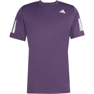 Donkerpaars Adidas Club 3-Stripes T-shirt voor heren, plat vooraanzicht