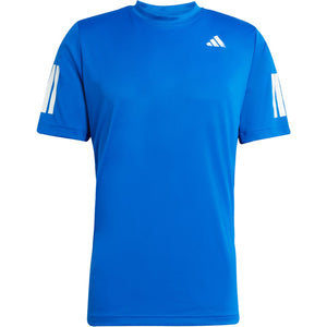 Kobaltblauw Adidas Club 3-Stripes T-shirt voor heren, plat vooraanzicht