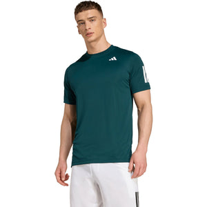Adidas Club 3-Stripes T-shirt voor heren in donkergroen, gedragen vooraanzicht