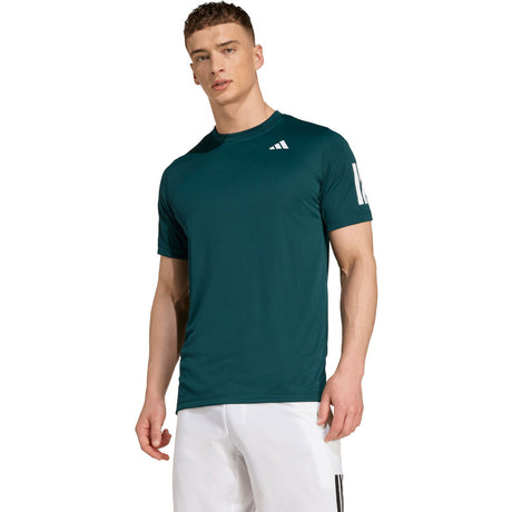 Adidas Club 3-Stripes T-shirt voor heren in donkergroen, gedragen vooraanzicht