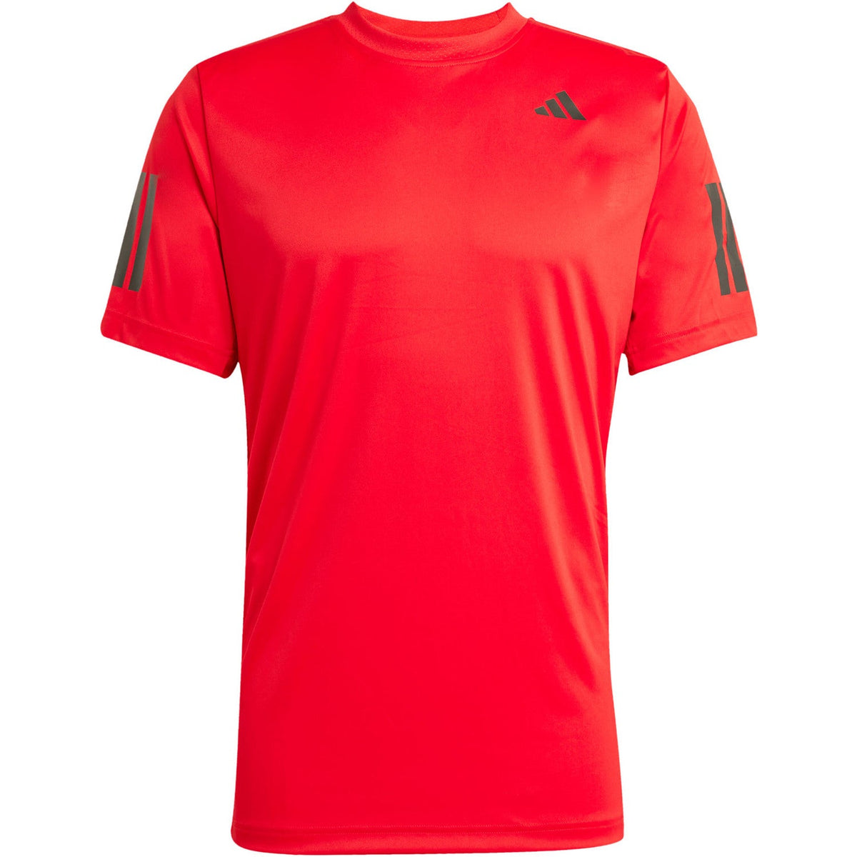 Rood Adidas Club 3-Stripes T-shirt voor heren, plat vooraanzicht met strepen