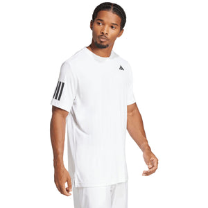 Adidas Club 3-Stripes T-shirt voor heren in wit, gedragen vooraanzicht