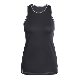 Zwarte Adidas Club tanktop voor dames, plat vooraanzicht met ronde hals