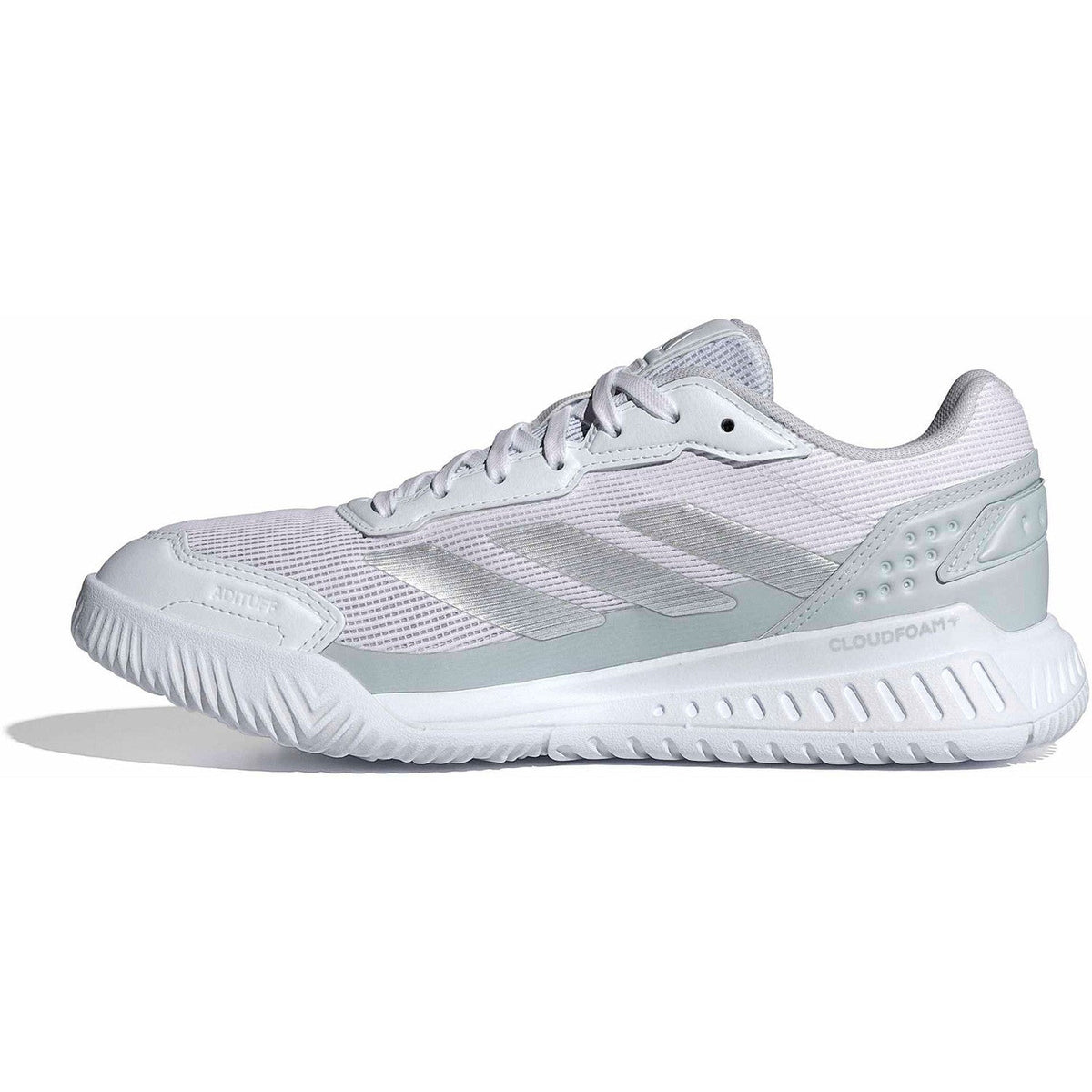 Binnenzijde van de witte Adidas Courtquick W met lichtgrijze tussenzool