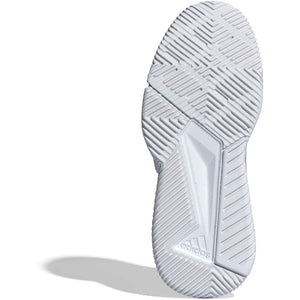 Witte zool van de Adidas Courtquick W met visgraatprofiel voor kunstgras