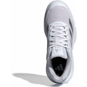 Bovenaanzicht van de witte Adidas Courtquick W met grijze tong en veters