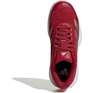 Bovenaanzicht van de rode Adidas Courtquick W met zwarte tong en adidas-logo